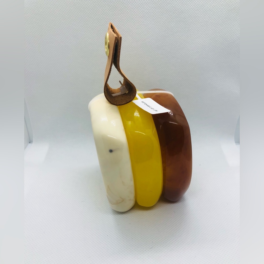 3pack yellow brown cream glossy lucite bracelet bangle set new - Picture 4 of 12